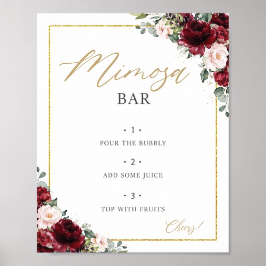 Poster Panneau de bar Mimosa floral rose Burgundy (Devant)