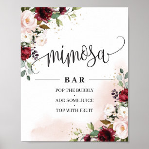 Poster Panneau de bar mimosa floral rose fuchsia bohème b
