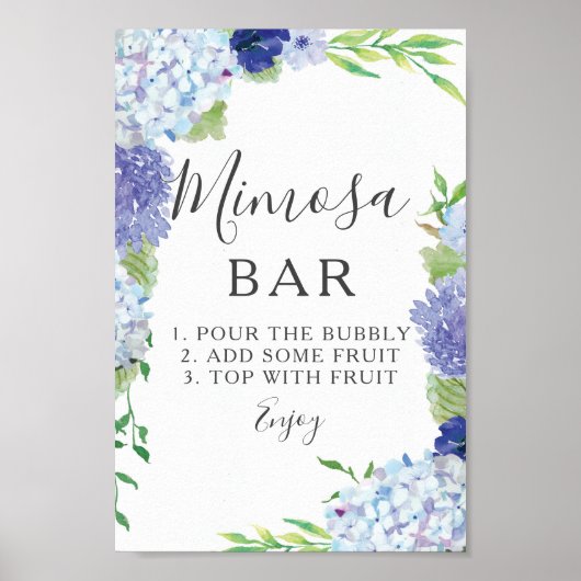 Poster Panneau de bar Mimosa Hortensia Bleu (Devant)