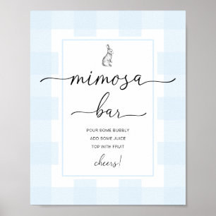 Poster Panneau de bar Mimosa Lapin Bleu Gingham