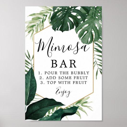 Poster Panneau de bar Mimosa Monstera Tropical (Devant)