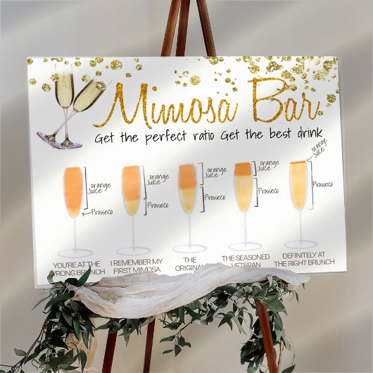 Poster Panneau de bar Mimosa pailleté pour brunch de mari