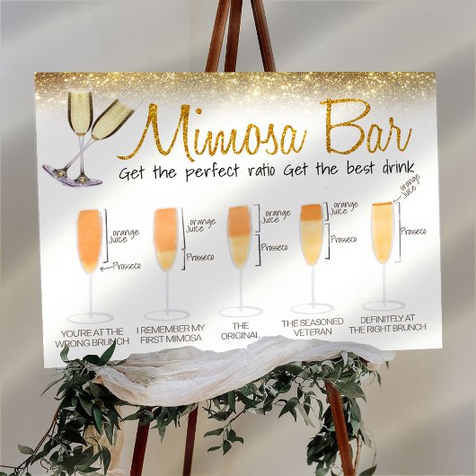 Poster Panneau de bar Mimosa paillettes dorées pour brunc