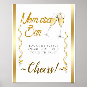 Poster Panneau de bar Mimosa pour Baby Shower élégant dor