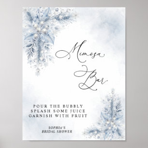 Poster Panneau de bar Mimosa pour mariage avec baies blan