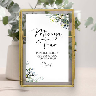 Poster Panneau de bar Mimosa pour mariage avec verdure