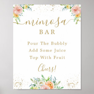 Poster Panneau de bar Mimosa rose pastel