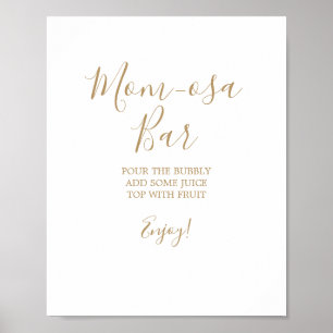 Poster Panneau de bar Mom-osa en or minimaliste pour mama