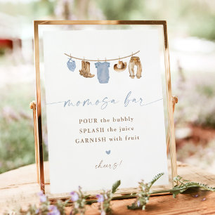 Poster Panneau de bar Momosa Baby Shower Cowboy Clothesli