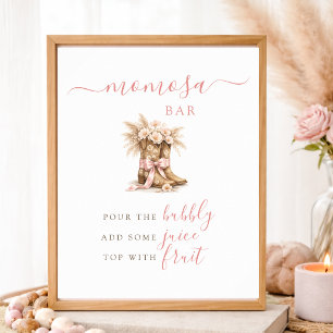 Poster Panneau de bar Momosa pour Baby Shower Cowgirl Ros