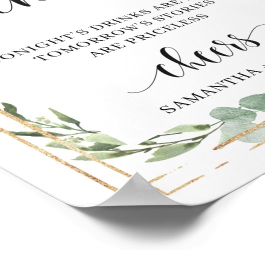 Poster Panneau de bar ouvert à la verdure succulente rust (Coin)