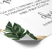 Poster Panneau de bar ouvert avec feuilles tropicales et  (Coin)