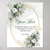 Poster Panneau de bar ouvert Boho Watercolor Greenery 8x1 (Devant)
