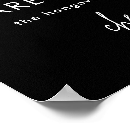 Poster Panneau de bar ouvert de mariage drôle noir minima (Coin)