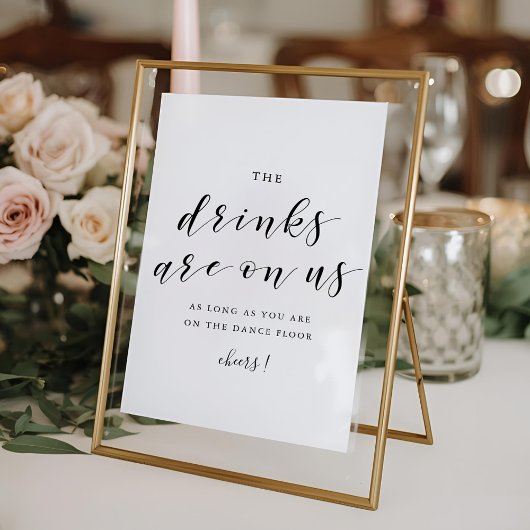 Poster Panneau de bar ouvert de mariage 'Les boissons son