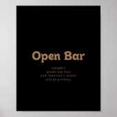 Poster Panneau de bar ouvert de mariage minimal classique (Devant)