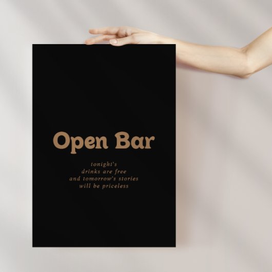 Poster Panneau de bar ouvert de mariage minimal classique