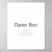 Poster Panneau de bar ouvert de mariage minimal formel él (Devant)