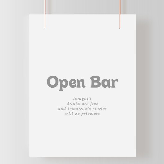 Poster Panneau de bar ouvert de mariage minimal formel él