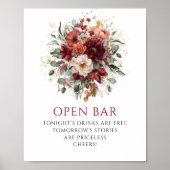 Poster Panneau de bar ouvert eucalyptus boho bordeaux maj (Devant)
