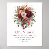 Poster Panneau de bar ouvert Fleurs de marron d'automne f (Devant)