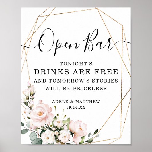 Poster Panneau de bar ouvert rose pâle à forme géométriqu (Devant)