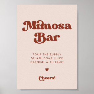 Poster Panneau de bar Peach Pink Mariage Mimosa rétro élé