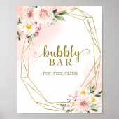 Poster Panneau de bar pétillant floral rose pâle Fizz Cli (Devant)