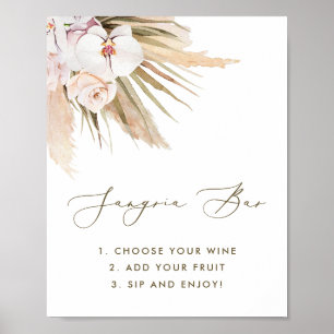 Poster Panneau de bar Sangria Herbe de Pampas Aquarelle B