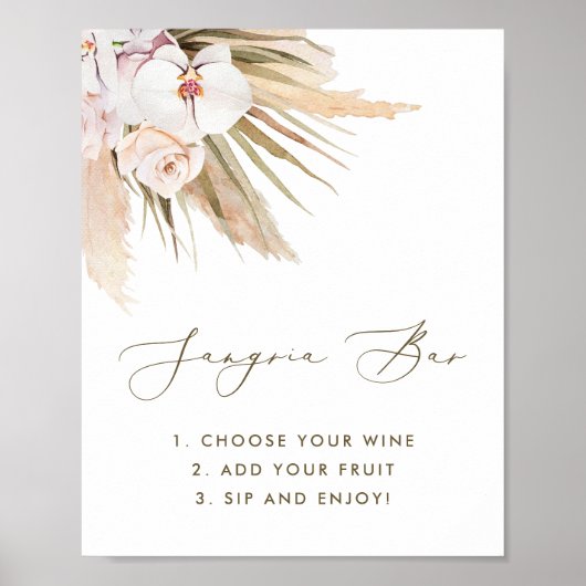 Poster Panneau de bar Sangria Herbe de Pampas Aquarelle B (Devant)