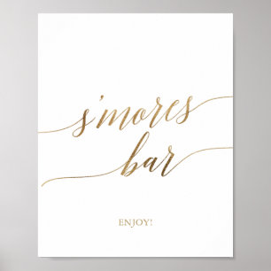 Poster Panneau de bar S'mores de calligraphie dorée éléga