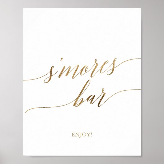 Poster Panneau de bar S'mores de calligraphie dorée éléga (Devant)
