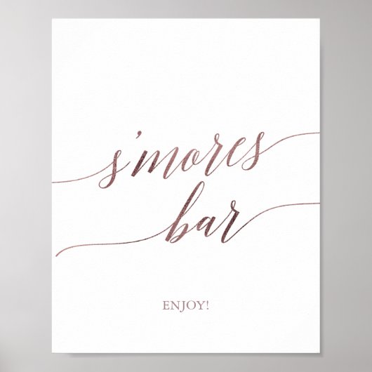 Poster Panneau de bar S'mores en calligraphie rose gold é (Devant)