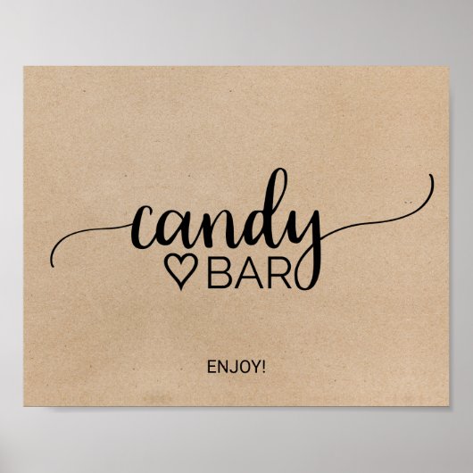 Poster Panneau de barre de bonbons en calligraphie kraft (Devant)