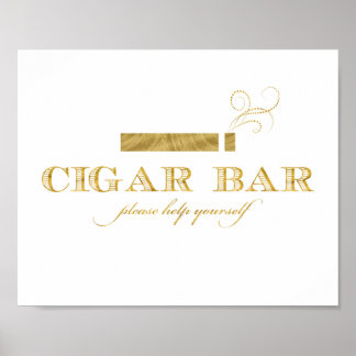 Poster Panneau de barre de cigares - Faux Gold Foil Shimm