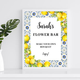 Poster Panneau de barre de fleurs de citron personnalisé