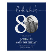 Poster Panneau de bienvenue 80e anniversaire bleu | Regar (Devant)