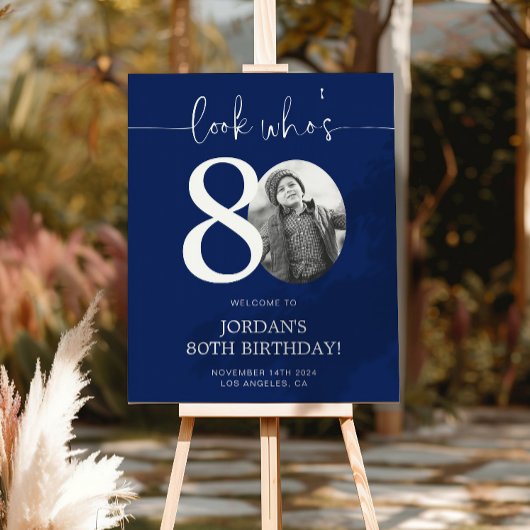 Poster Panneau de bienvenue 80e anniversaire bleu | Regar