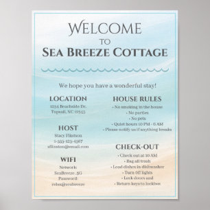 Poster Panneau de bienvenue à la maison de plage avec les