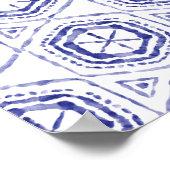 Poster Panneau de bienvenue à l'aquarelle batik bleu (Coin)