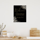 Poster Panneau de bienvenue à une fête gothique florale d (Cuisine)
