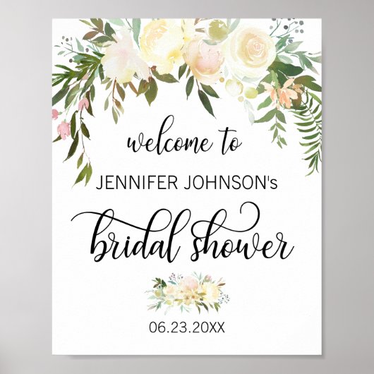 Poster Panneau de BIENVENUE à une réception de mariage fl (Devant)