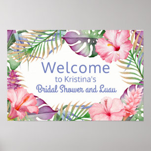 Poster Panneau de bienvenue Aloha Tropical Floral Luau