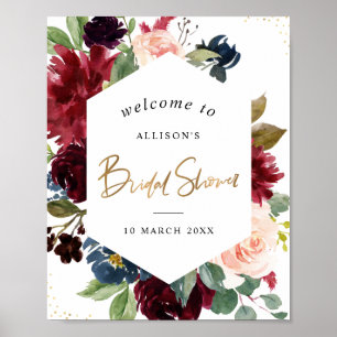 Poster panneau de bienvenue au mariage avec cadre floral 