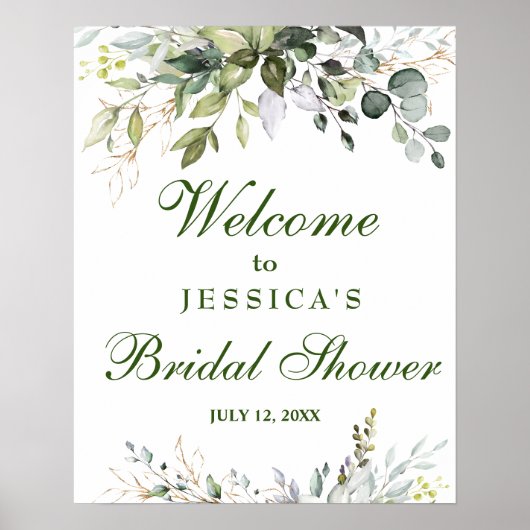 Poster Panneau de bienvenue au mariage Eucalyptus aquarel (Devant)