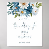 Poster Panneau de bienvenue au mariage imprimable avec fl (Devant)