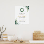 Poster Panneau de bienvenue au monogramme de verdure 50e  (Cuisine)