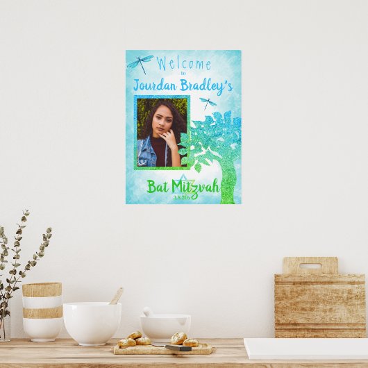 Poster Panneau de bienvenue au parti Turquoise & Vert (Cuisine)