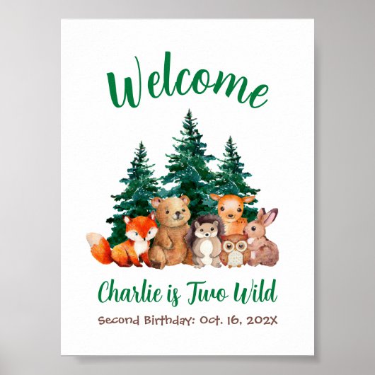 Poster Panneau de bienvenue aux animaux de la forêt pour (Devant)