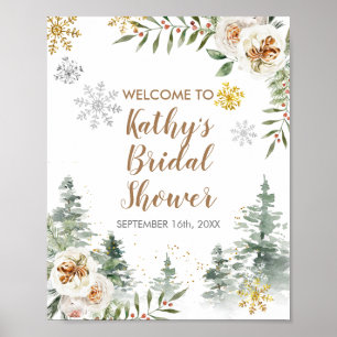 Poster Panneau de bienvenue aux arbres de pin floraux bla
